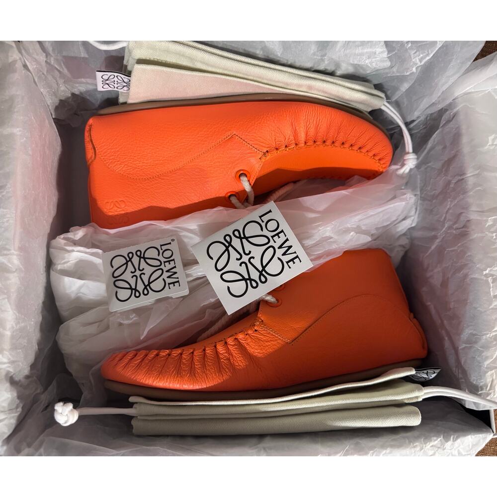 New Auth. Loewe Leather Lace Moccasins Booties Size 40 W/Box & Dust Bags - Picture 14 of 15